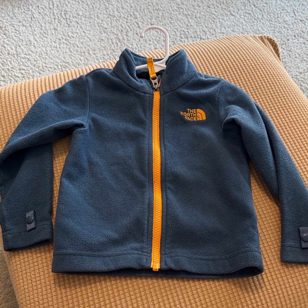 The North Face Navy Fleece with Bright Orange Accents